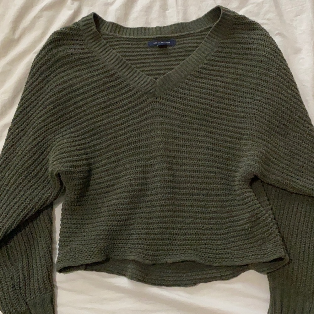 Green cropped sweater